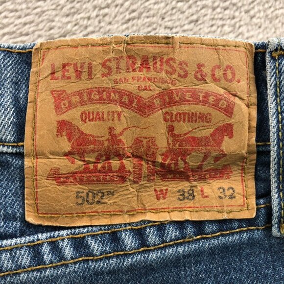 Levi's Mens Jeans Size 38x32 502 Slim Straight Classic Casual Blue Denim Pockets - Picture 7 of 13